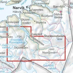 Frostisen Nuorjjovárri Calazo Høyfjellskart 1:25 000 Narvik