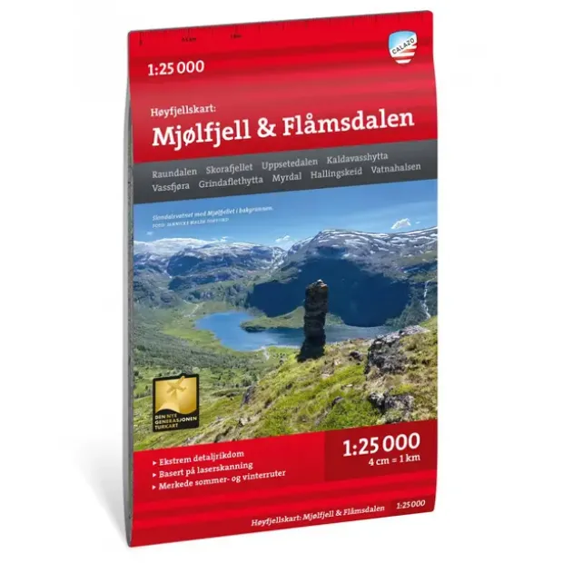 Mjølfjell Flåmsdalen Calazo Høyfjellskart 1:25 000