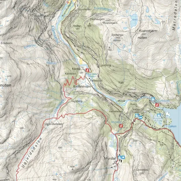 Mjølfjell Flåmsdalen Calazo Høyfjellskart 1:25 000