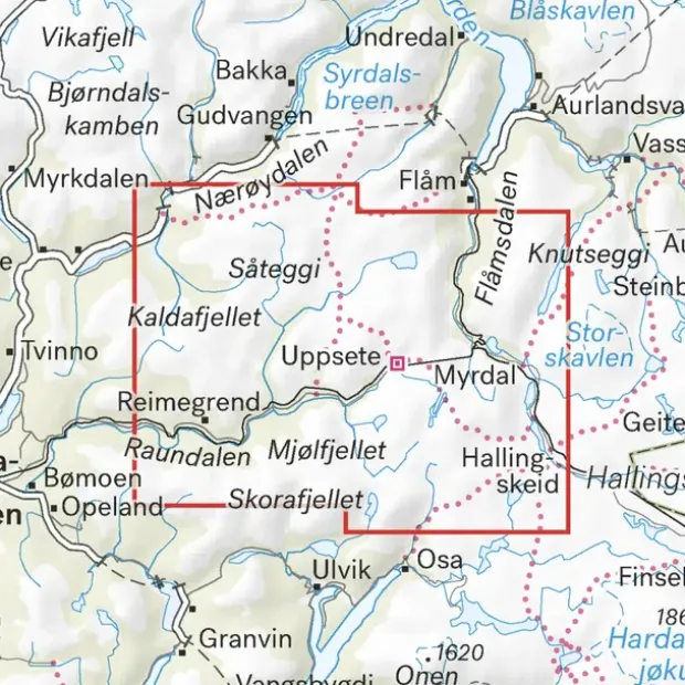 Mjølfjell Flåmsdalen Calazo Høyfjellskart 1:25 000